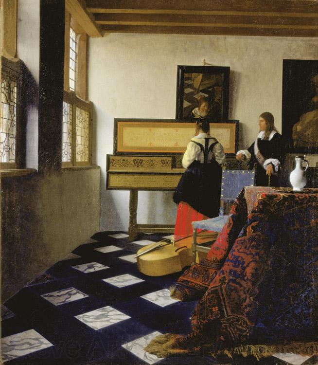 VERMEER VAN DELFT, Jan A Lady at the Virginals with a Gentleman (detail)  wt Norge oil painting art